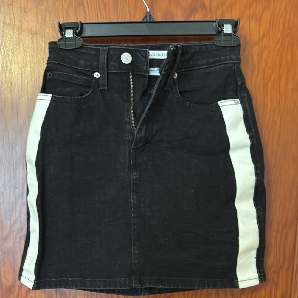 Black and White Denim Skirt